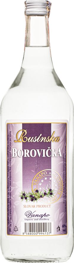 Borovička Rusínska 40% 1 l (čistá fľaša)