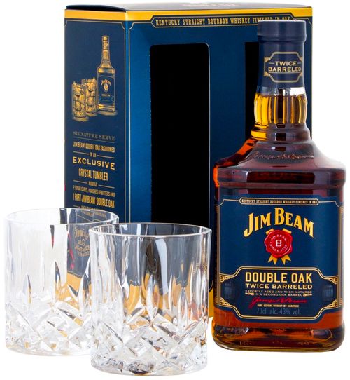 Jim Beam Double Oak Twice Barreled 43% 0,7L s dvomi pohármi