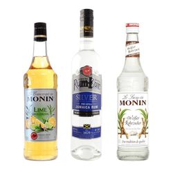 Rum-Bar Silver + Monin Pure Sugar Cane + Monin Lime Juice