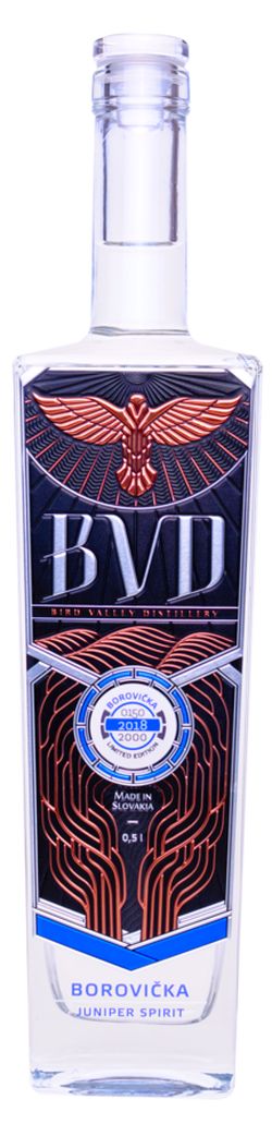 BVD Borovička 40% 0,5 l (čistá fľaša)